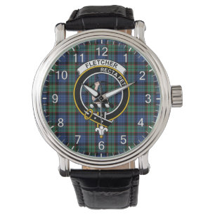 Classic Timeless Clan Fletcher Tartan Badge Plaid Watch