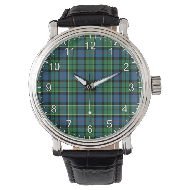 Classic Timeless Clan Forsyth Ancient Tartan Plaid Watch (Front)