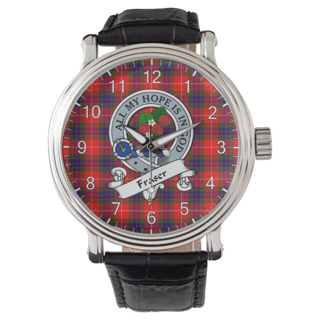 Classic Timeless Clan Fraser Modern Badge Tartan Watch (Front)