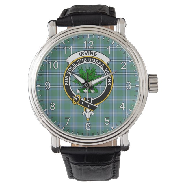 Classic Timeless Clan Irvine Tartan Badge Plaid Watch (Front)