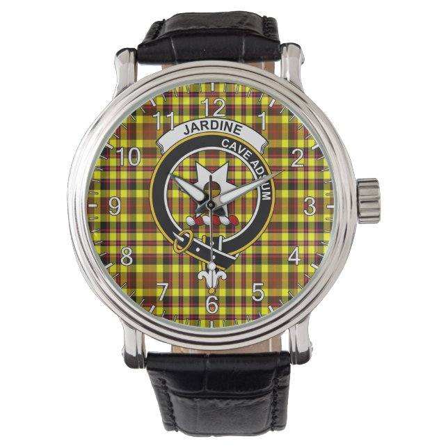 Classic Timeless Clan Jardine Yellow Tartan Badge  Watch (Front)