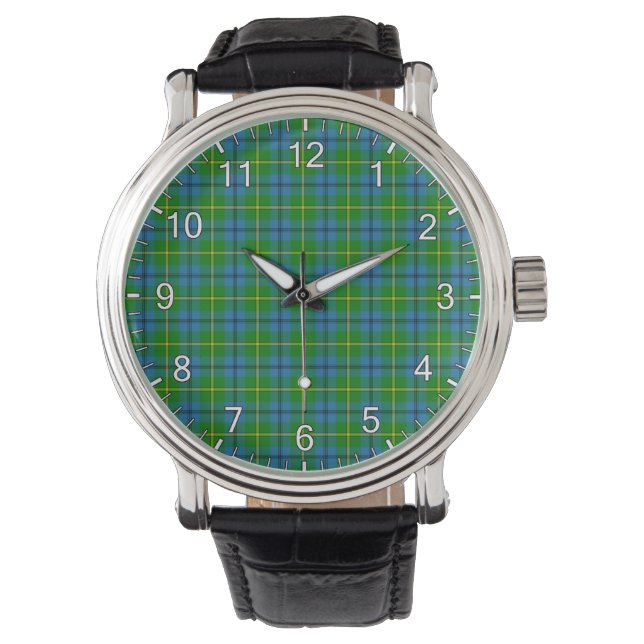 Classic Timeless Clan Johnston Tartan Plaid Gift Watch (Front)