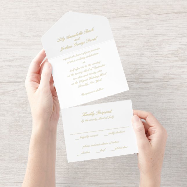 Classic Timeless Wedding All In One Invitation (Tearaway)