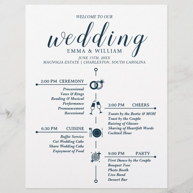 Classic Timeline Wedding Program (Front)