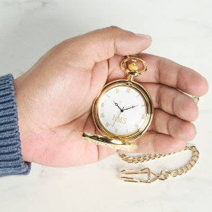Classic Timepiece White Gold Monogrammed Pocket Watch