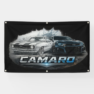 Classic to Modern Camaro Muscle Car Evolution Banner
