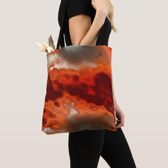 Classic to stained in shades of intense red&coral tote bag (Close Up)