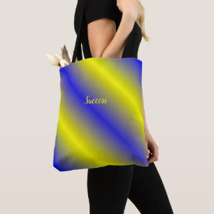 Classic Tote With Blue, Yellow-Gold Stripes Bag