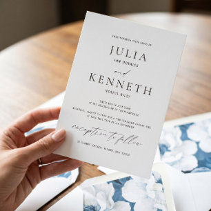 Classic Traditional Black and White Wedding Invitation