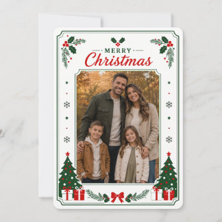 Classic Traditional Christmas Family Photo Card