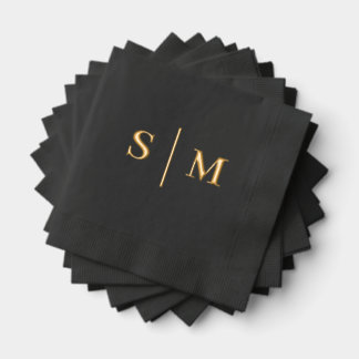 Classic Traditional Monogram Wedding Foil Napkins