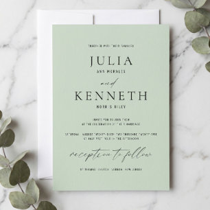 Classic Traditional Sage Green Wedding Invitation