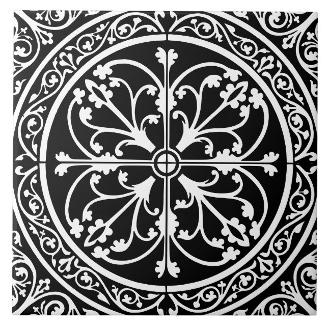 Classic Traditional Stylish Elegant Abstract Black Tile (Front)