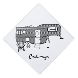 Classic Travel Trailer Caravan Thunder_Cove Graduation Cap Topper