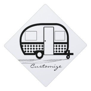 Classic Travel Trailer Caravan Thunder_Cove Graduation Cap Topper