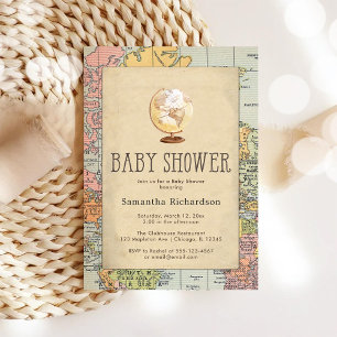 Classic Travel Worl Baby Shower Invitation