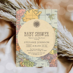 Classic Travel Worl Baby Shower Invitation