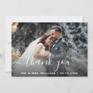 Classic Trendy Chic Wedding Photo Bride And Groom Thank You Card
