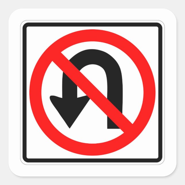 Classic très amusant No U Turn Sticker Set (Devant)