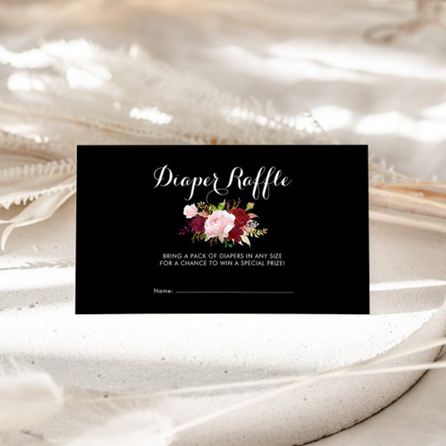Classic Tropical Black and Burgundy Diaper Raffle Enclosure Card (Creator Uploaded)