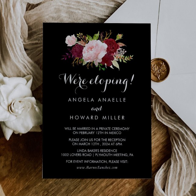 Classic Tropical Black Elopement Reception Invitation (Creator Uploaded)