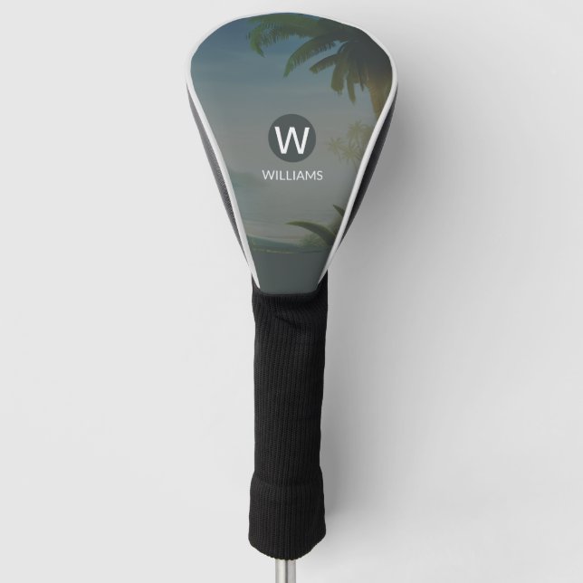Classic Tropical Personalized Golf Head Cover (Front)