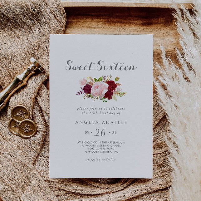 Classic Tropical Sweet Sixteen Birthday Party Invitation (Creator Uploaded)