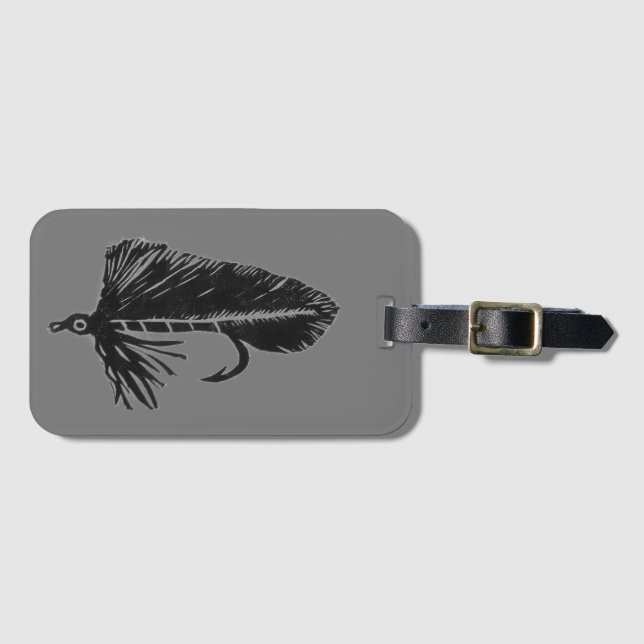 Classic Trout Fly Black Matuka Luggage Tag (Front Horizontal)