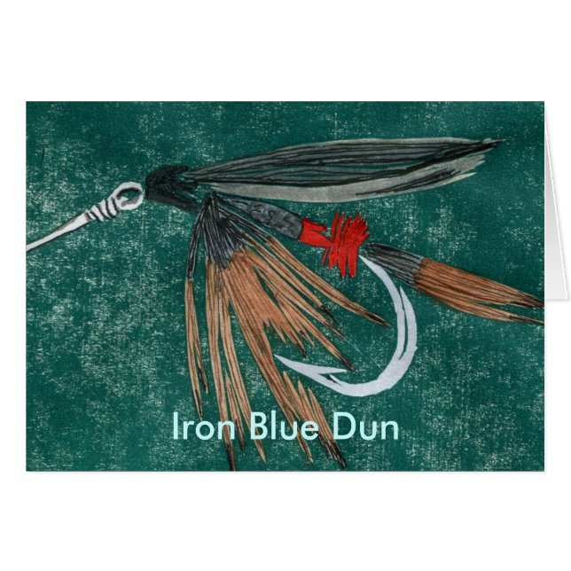 Classic Trout Fly  Card "Iron Blue Dun" (Front Horizontal)
