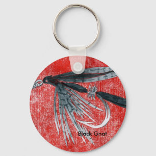 Classic Trout Fly Keychain "Black Gnat"