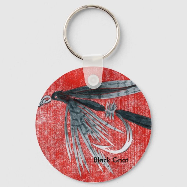 Classic Trout Fly Keychain "Black Gnat" (Front)