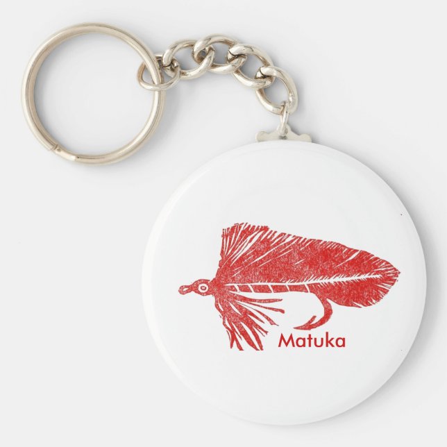 Classic Trout Fly Keychain "Red Matuka Streamer" (Front)