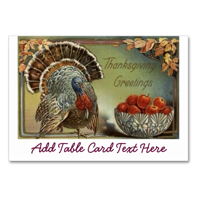 Classic Turkey and Bowl of Apples Table Number (Front)