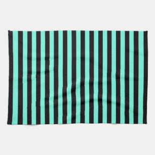 Classic Turquoise and Black Stripe Pattern Kitchen Towel