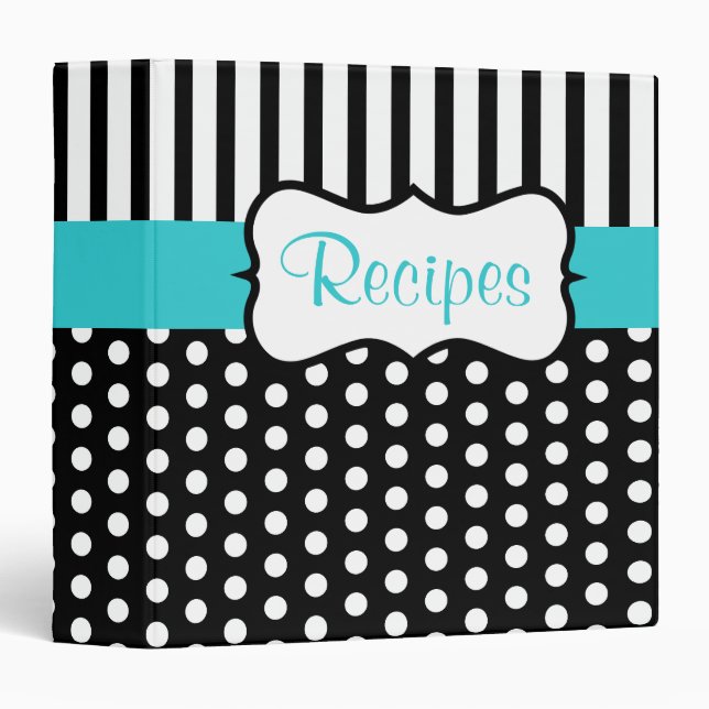 Classic Turquoise Black Recipe Binder (Front/Spine)