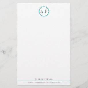 Classic Turquoise Monogrammed Stationery