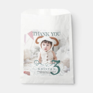 Classic turquoise thank you birthday party photo favour bag