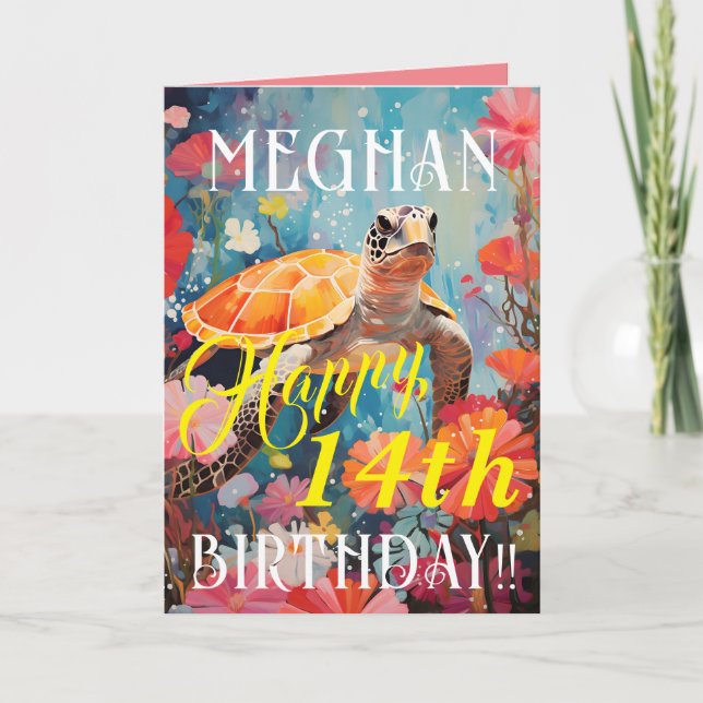 Classic Turtle And Ocean Happy Birthday Card (Front)