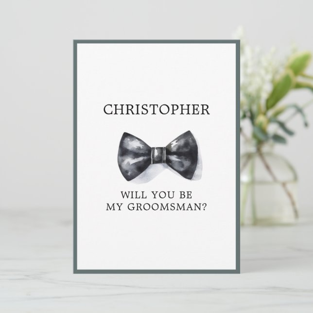 Classic Tuxedo Wedding Groomsman Request Card (Standing Front)