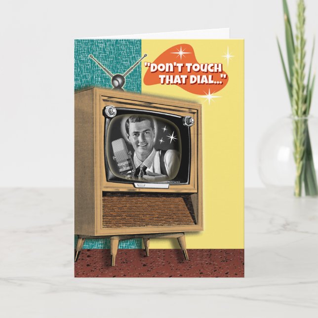 Classic TV Set Retro Birthday Card (Front)