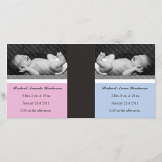 Classic Twin Girl Boy Double New Baby Photo Cards