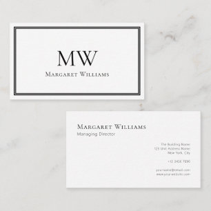 Classic Two Letter Monogram Professional  Business Card