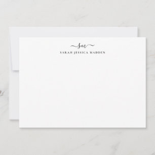 Classic Two Monogram Initial Girly Script Swash Card