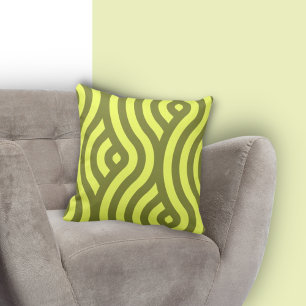 Classic Two-Tone Yellow Striped Wavy Pattern Throw Pillow