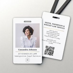 Classic Type Faux Gold Line Law Legal Lawyer Photo Badge