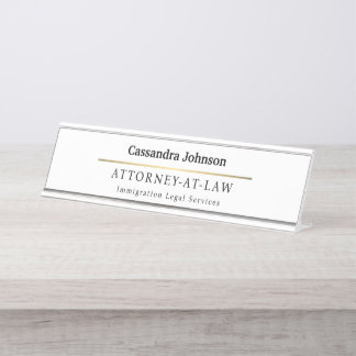 Classic Type Faux Gold Line Law Legal Lawyer Reg Desk Name Plate