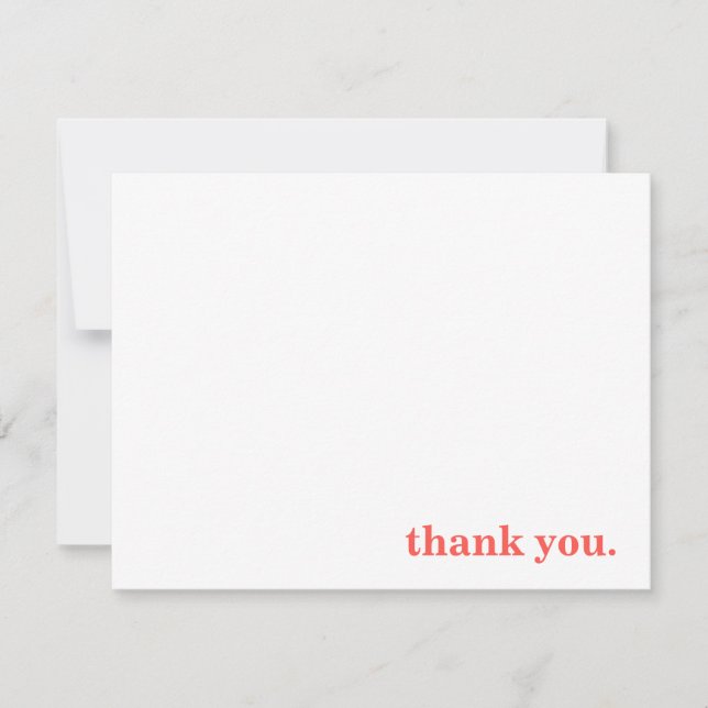 Classic Typographic Coral Personalized Thank You Card (Front)