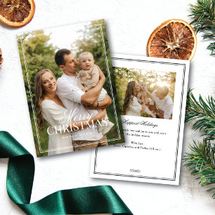 Classic Typographic Merry Christmas Simple Frame Holiday Card
