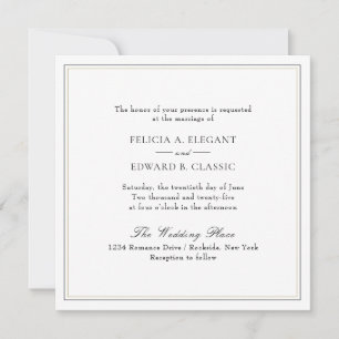 Classic Typographic Square Wedding Invitation