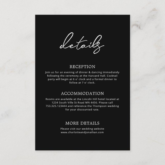Classic Typography Black Enclosure Card (Front)